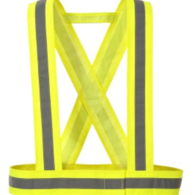 Bretella colore giallo alta visibilita rinfrangente velcro regolabile lavoratori