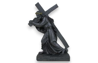 Gesù con croce in pietra lavica Panza