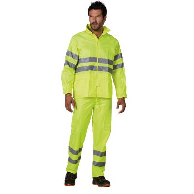 Ensemble imperméable à haute visibilité jaune