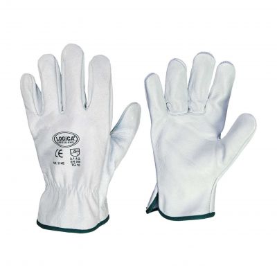 Guantes cuero grano blanco vaca 4 puntas 114e