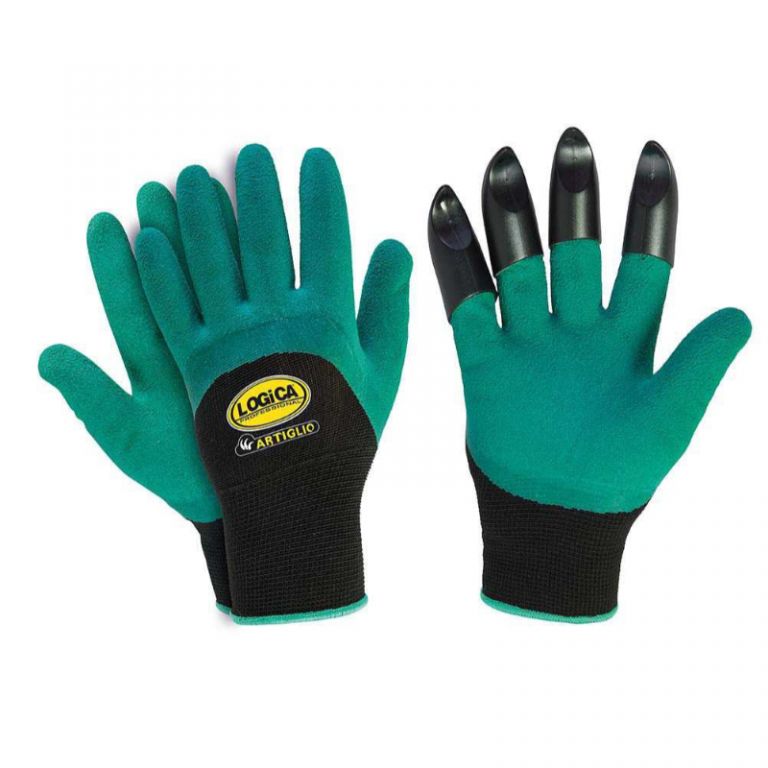 Double coated latex foam gloves, 2 gloves + 1 with "Claw-tris" claw