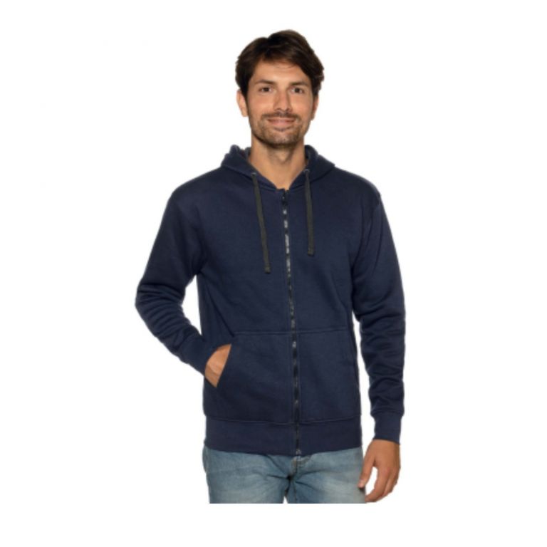Blue / gray long zip polycotton sweatshirt