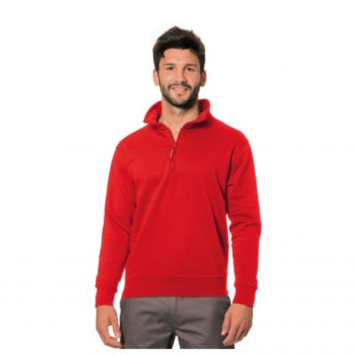 Sudadera poly / algodón rojo cremallera corta