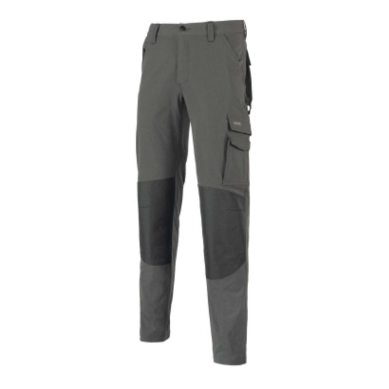 Pantalone stretch grigio con box
