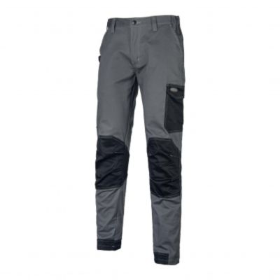 Verstärkte grau / schwarze hose aus stretch-polycotton