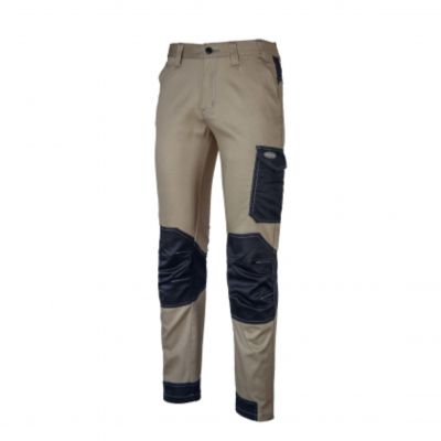 Pantalon-renforcé-en-polycoton-stretch-beige-/-noir