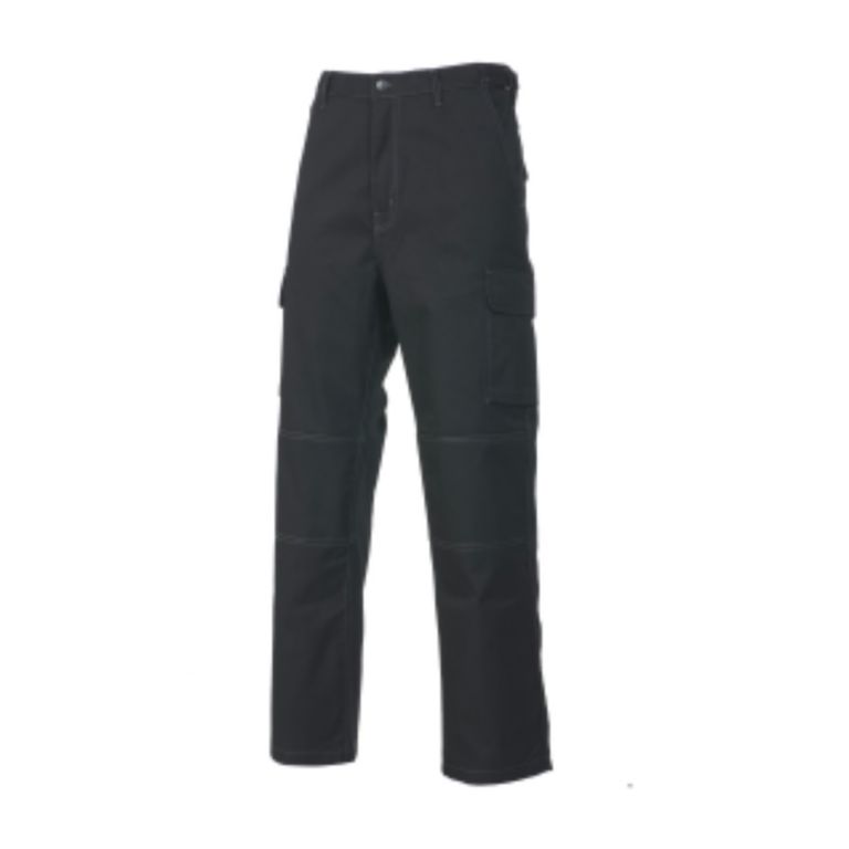 Black poly cotton trousers with pocket