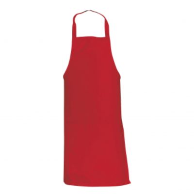 Long classic red apron with two pockets