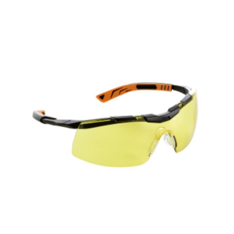 Gafas naranja / negra con lente amarilla antirrazaduras y antiniebla