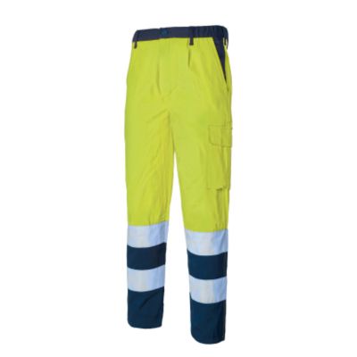 Pantaloni alta visibilità giallo/blu fustagno