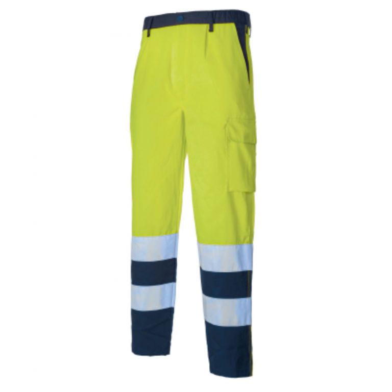 Pantalon en polycoton jaune / bleu haute visibilité