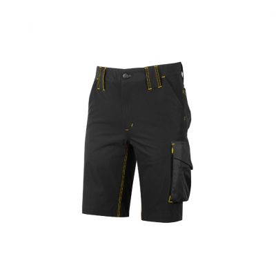 Yellow embroidered black bermuda