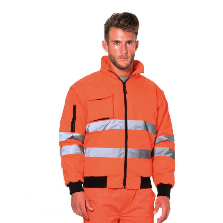 Orange nylon jacket with double band