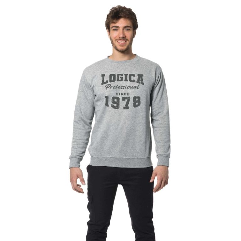 Gray polycotton sweatshirt "Logica since 1978"