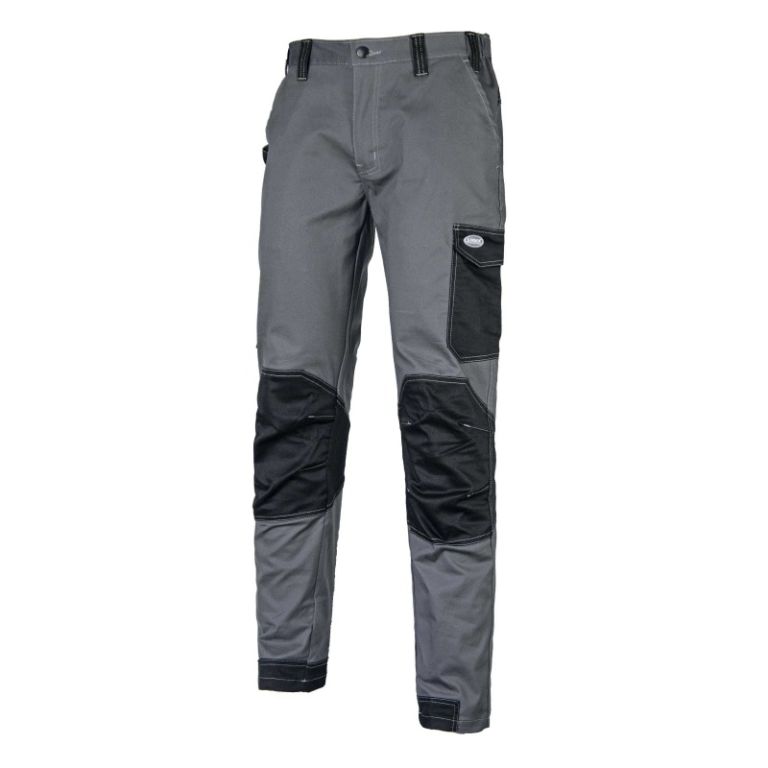 Pantalón elástico de invierno gris / negro con refuerzos