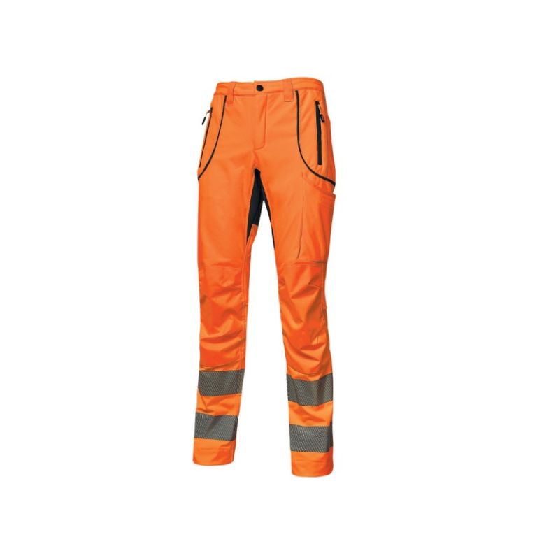 Pantaloni da lavoro alta visibilità U-Power Ren in softshell Orange Fluo HL186OF