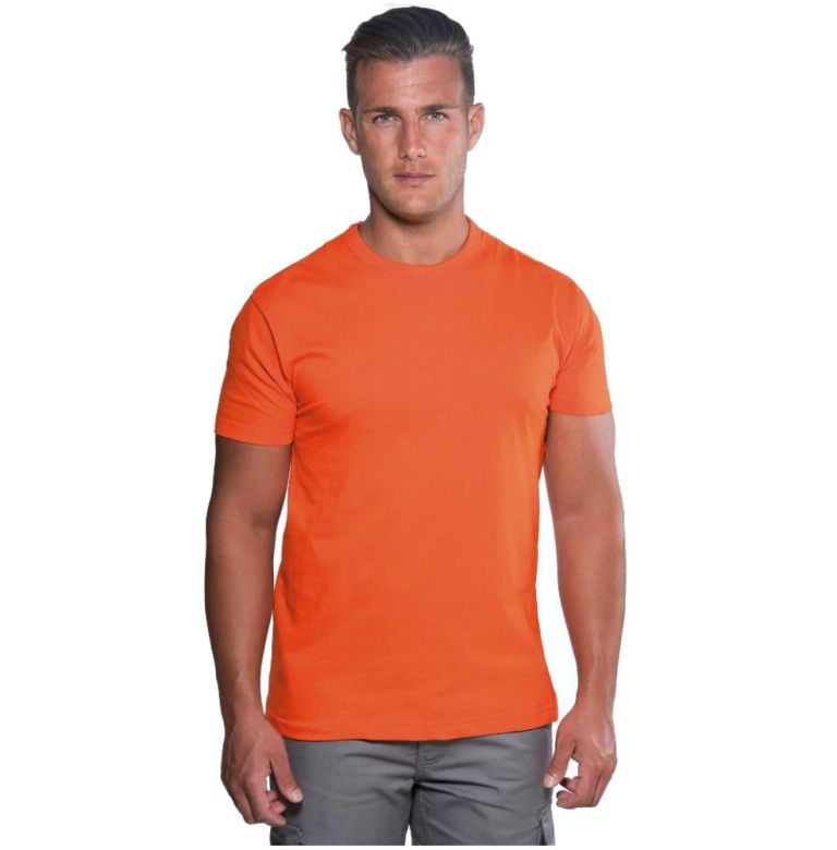 Orange basic-t-shirt mit rundhalsausschnitt