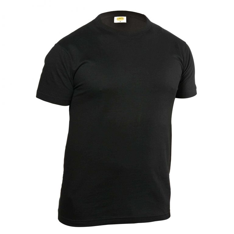 Schwarzes basic-t-shirt mit rundhalsausschnitt