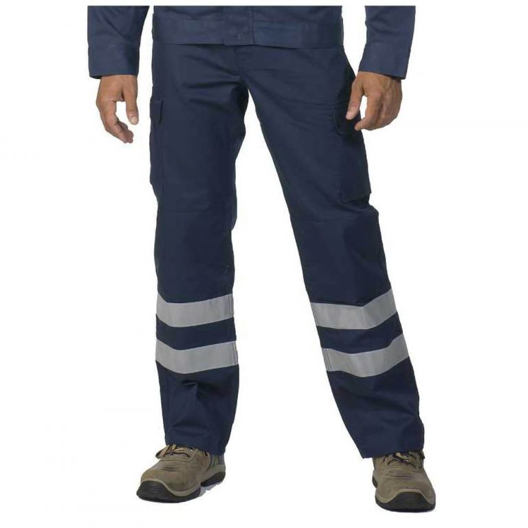 Pantalon en polycoton bleu à double bande "8030k2aid"