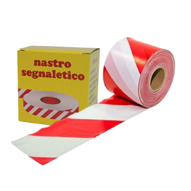 Nastro segnaletico non rifrangente bianco/rosso protetto da scatola