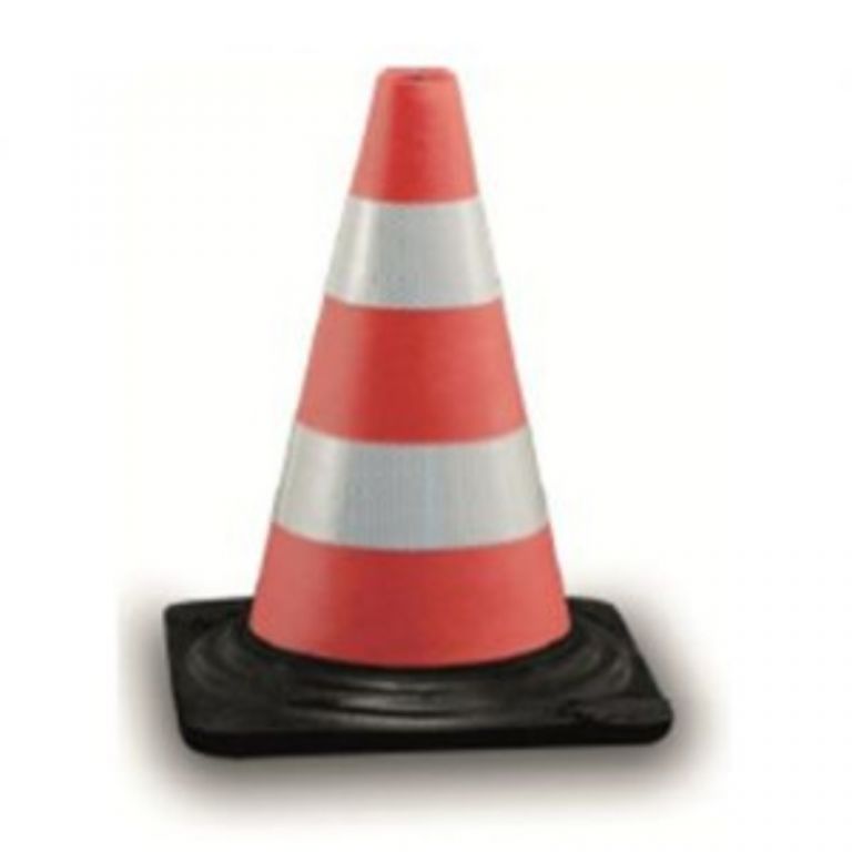 Rubber cone h 30 cm - 2 class 1 reflective bands