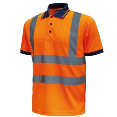 Orange-fluo-"-Neon"-Arbeits-Poloshirt