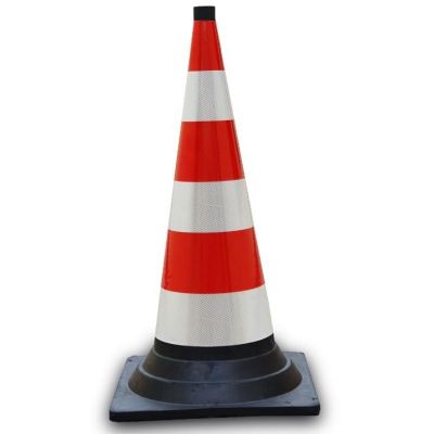 Rubber cone h 75 cm - 3 High Intensity Grade reflective bands