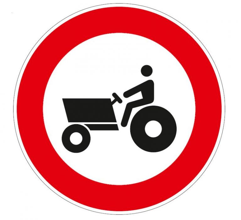 Disco di diametro 60 cm classe 1 fig. 62 " transito vietato alle macchine agricole "