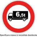 Disc diam. 60 cm class 1 fig. 60 / b "transit prohibited for vehicles with mass [...] ton" "
