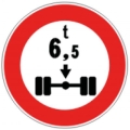 Disco diam. 60 cm clase 1 fig. 69 "tránsito prohibido a vehículos con una masa por eje superior a ... tonelada"