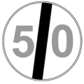 Disco diam 60 lamiera classe 1 fig. 71 " fine limitazione di velocità "