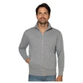 Sweat-shirt long zip en poly / coton gris