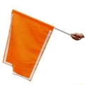 Fluorescent signaling flag with reflective inserts and aluminum handle
