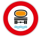 Disco diametro 60 cm classe 1 fig. 64/b " transito vietato ai veicoli che trasportano prod. suscettibili di contaminare l'acqua "